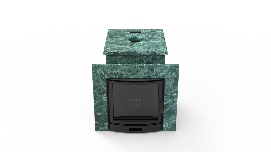 Печь в облицовке из натурального камня Genesis GN 500 облицовка закрытая плоская пироксенит-элит фото в Казани