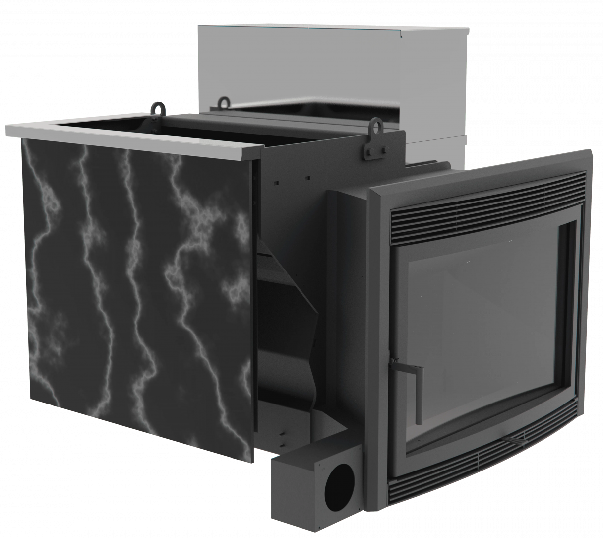 Банный камин 500, сталь+СВО фото в Казани