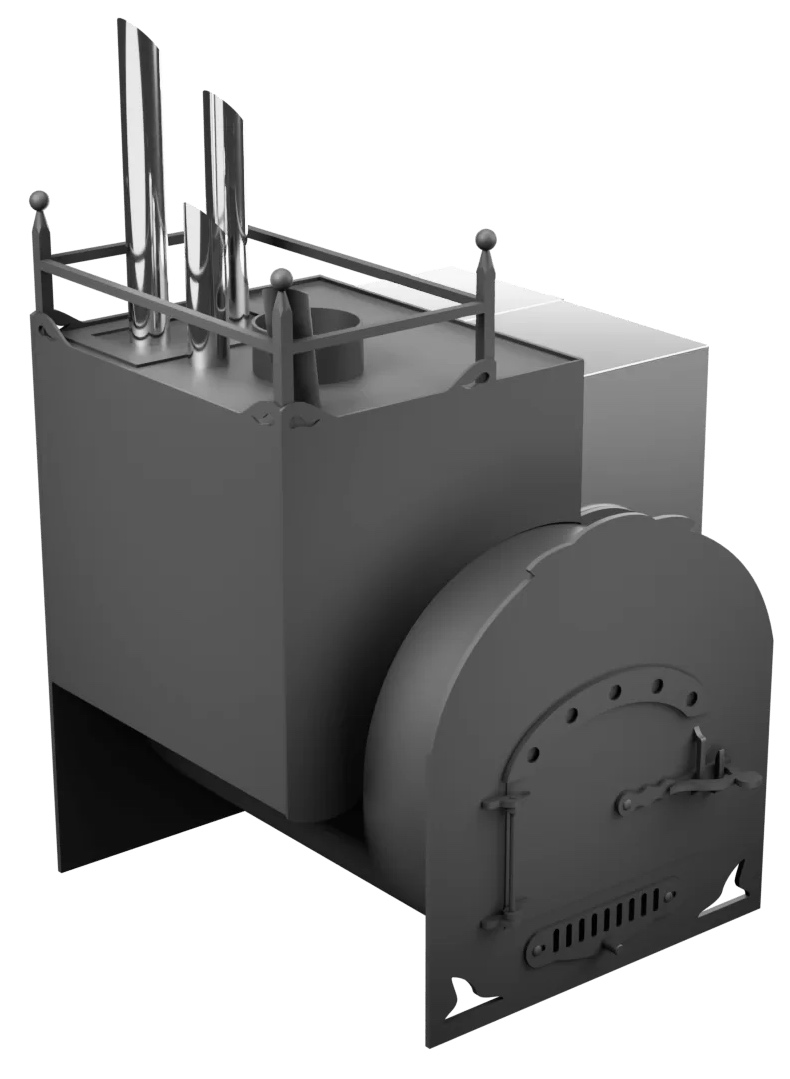 Печь Горыныч Мини, каменка закрытая с парогенератором с левой стороны фото в Казани