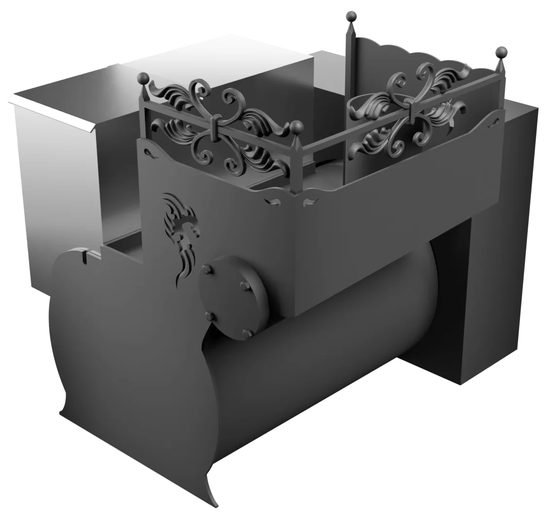 Печь Горыныч 3, каменка с левой стороны, малая дверь со стеклом, естественная система воздушного отопления фото в Казани