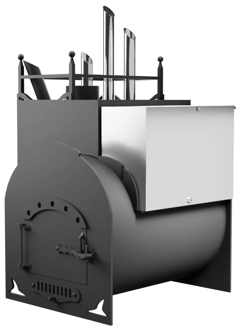 Печь Горыныч Мини, каменка закрытая с парогенератором с левой стороны фото в Казани