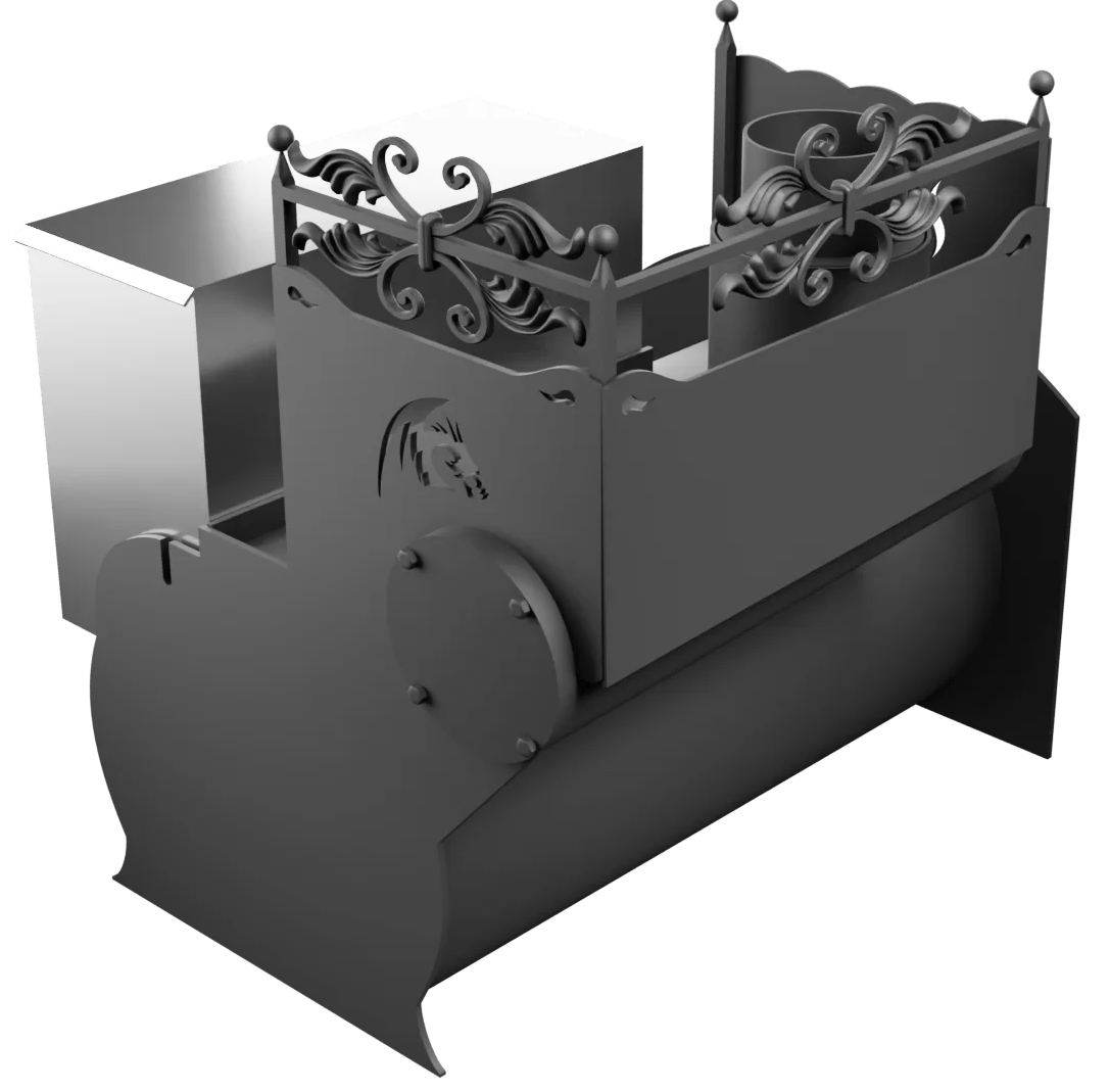 Печь Горыныч 3, каменка с левой стороны, средняя дверь со стеклом фото в Казани