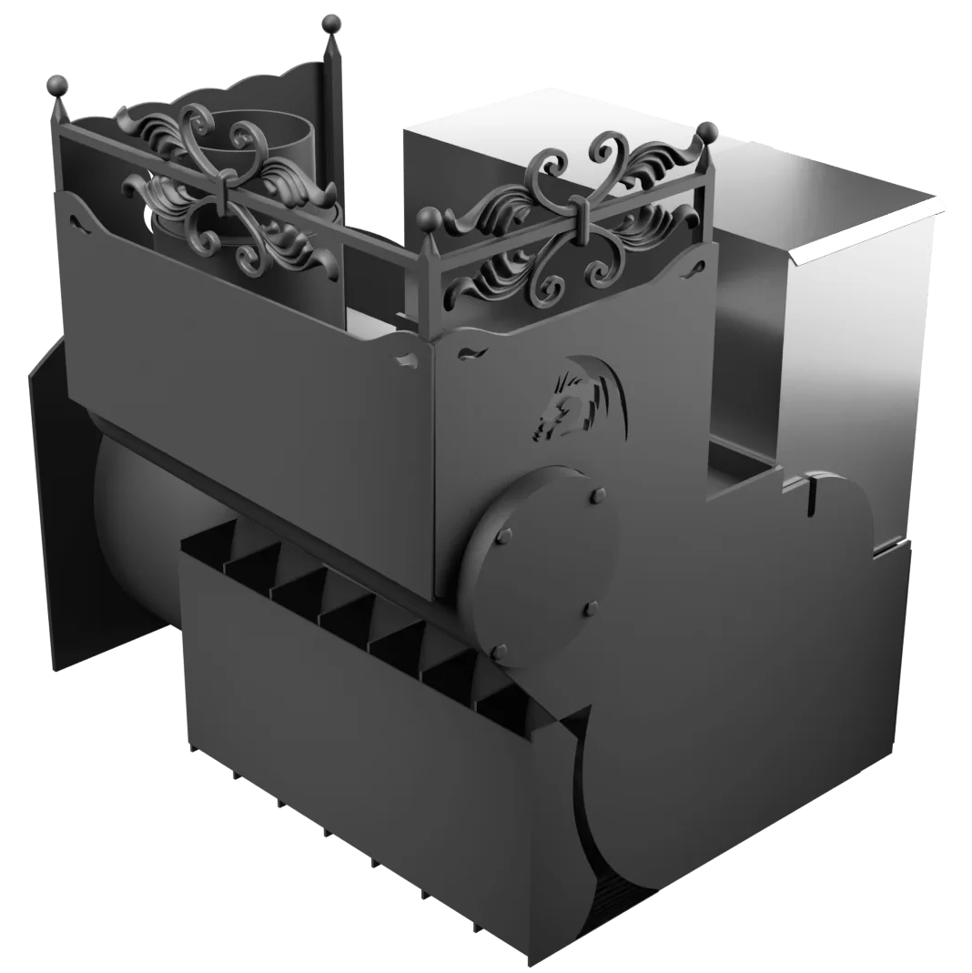 Печь Горыныч 3 с конвекцией, каменка с правой стороны, большая дверь со стеклом фото в Казани