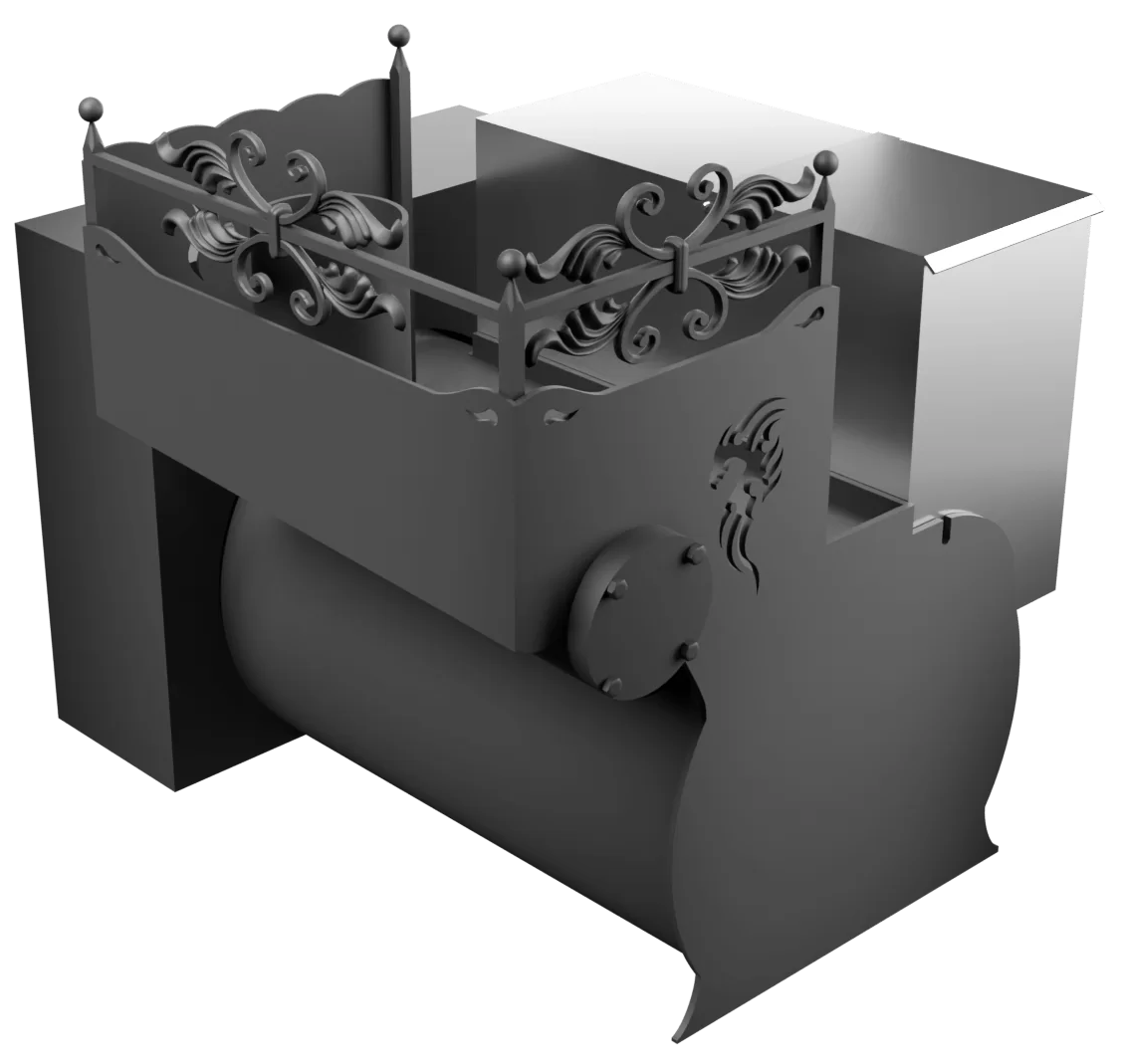 Печь Горыныч 3, каменка с правой стороны, малая дверь со стеклом, естественная система воздушного отопления фото в Казани