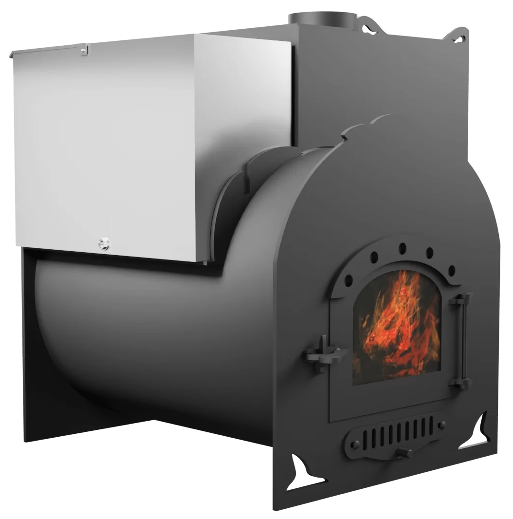 Печь Горыныч Мини, каменка с правой стороны, дверь малая со стеклом фото в Казани