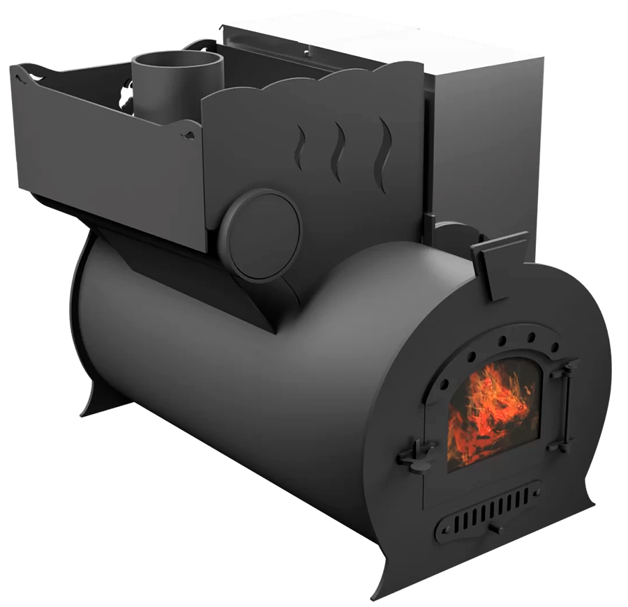 Печь Горыныч 2, каменка с левой стороны, малая дверь со стеклом фото в Казани