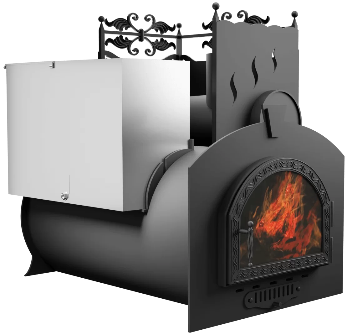 Печь Горыныч 3, каменка с правой стороны, средняя дверь со стеклом фото в Казани