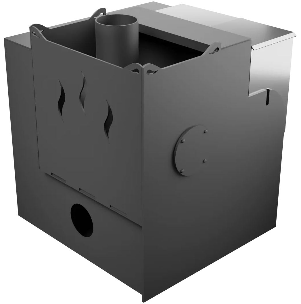 Печь Горыныч Мини, каменка с правой стороны, малое стекло, система воздушного отопления с порталом фото в Казани