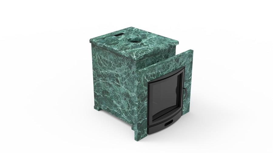 Печь в облицовке из натурального камня Genesis GN 500 облицовка закрытая плоская пироксенит-элит фото в Казани