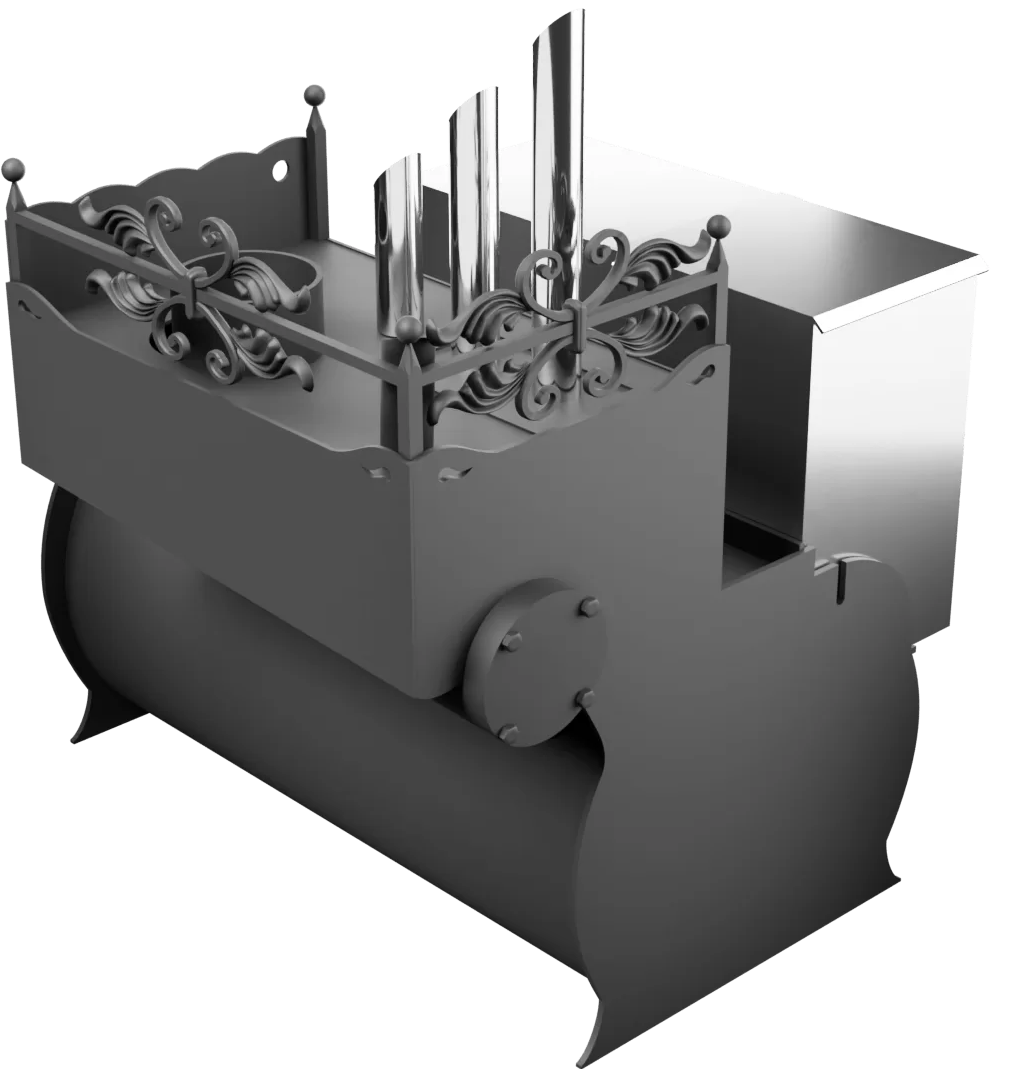 Печь Горыныч 3, каменка закрытая с парогенератором с правой стороны, малая дверь со стеклом фото в Казани