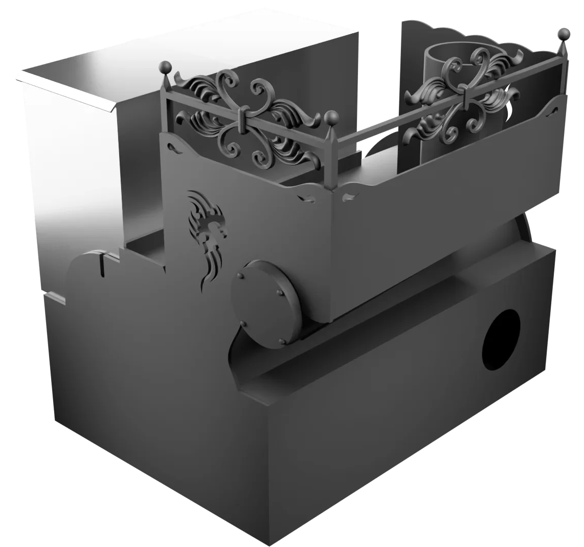 Печь Горыныч 3, каменка с левой стороны, малая дверь со стеклом, система воздушного отопления фото в Казани