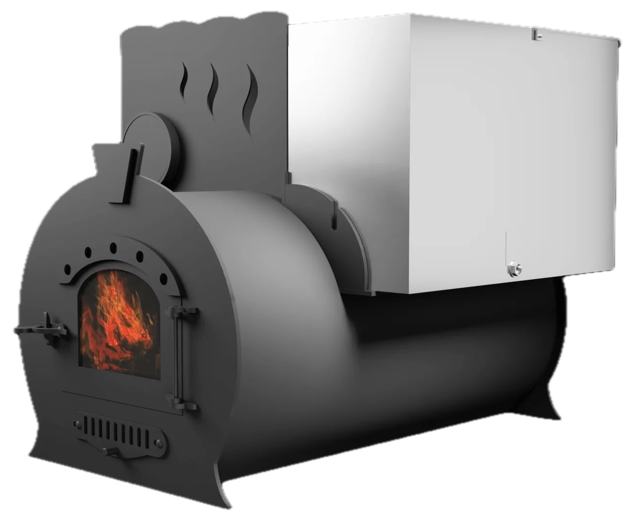 Печь Горыныч 2, каменка с левой стороны, малая дверь со стеклом фото в Казани