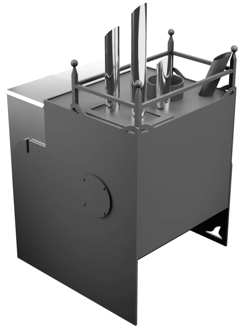 Печь Горыныч Мини, каменка закрытая с парогенератором с левой стороны фото в Казани