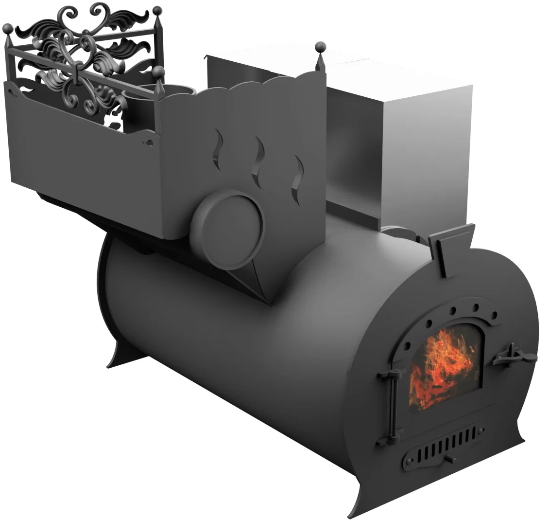 Печь Горыныч 3, каменка с левой стороны, малая дверь со стеклом фото в Казани