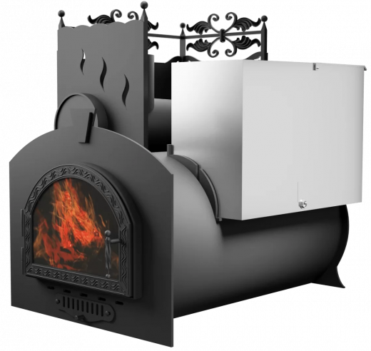 Печь Горыныч 3, каменка с левой стороны, средняя дверь со стеклом фото в Казани