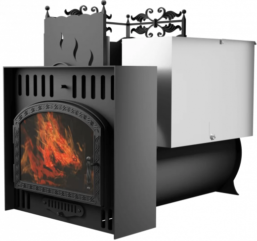 Печь Горыныч 3, каменка с левой стороны, большая дверь со стеклом, естественная система воздушного отопления фото в Казани