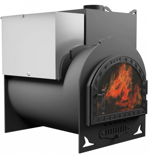 Печь Горыныч Мини, каменка с правой стороны, средняя дверь со стеклом фото в Казани