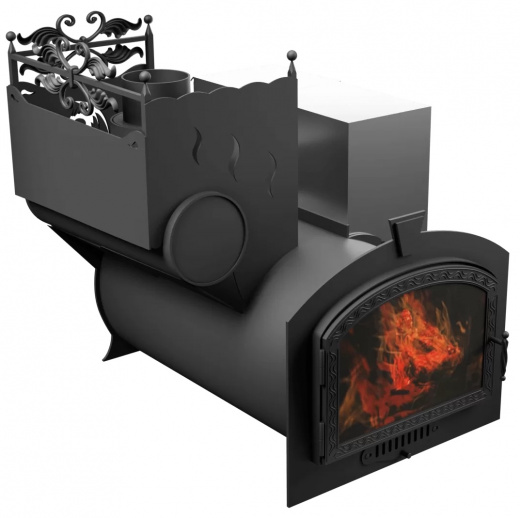 Печь Горыныч 3, каменка с левой стороны, большая дверь со стеклом фото в Казани