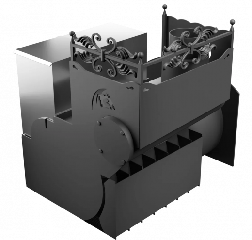 Печь Горыныч 3 с конвекцией, каменка с левой стороны, большая дверь со стеклом фото в Казани
