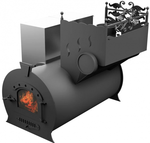Печь Горыныч 3, каменка с правой стороны, малая дверь со стеклом фото в Казани