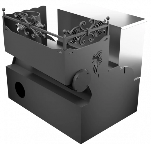 Печь Горыныч 3, каменка с правой стороны, малая дверь со стеклом, система воздушного отопления фото в Казани