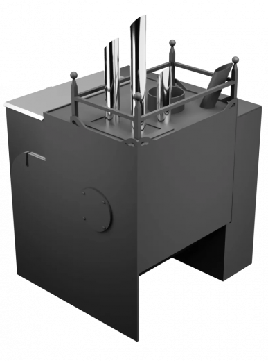 Печь Горыныч Мини, каменка закрытая с парогенератором с левой стороны, естественная система воздушного отопления фото в Казани