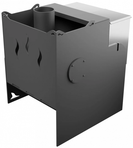 Печь Горыныч Мини, каменка с правой стороны, средняя дверь со стеклом фото в Казани