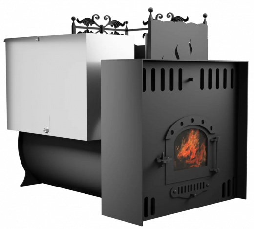 Печь Горыныч 3, каменка с правой стороны, малая дверь со стеклом, естественная система воздушного отопления фото в Казани