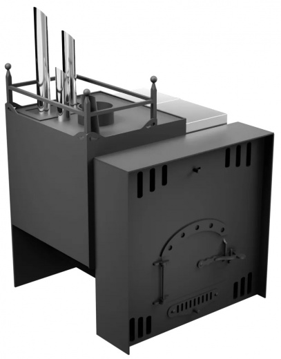 Печь Горыныч Мини, каменка закрытая с парогенератором с левой стороны, естественная система воздушного отопления фото в Казани