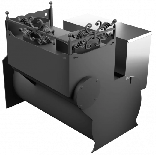 Печь Горыныч 3, каменка закрытая с правой стороны, большая дверь со стеклом фото в Казани