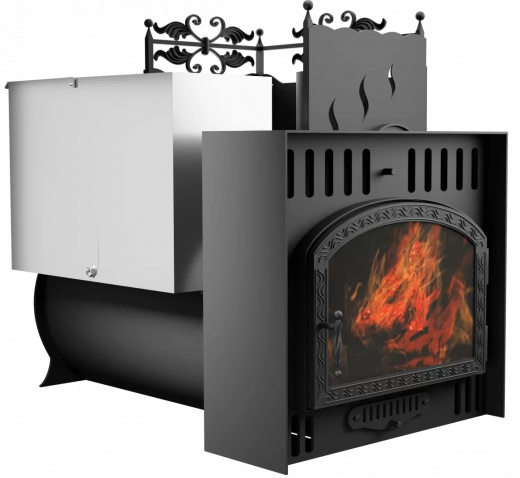 Печь Горыныч 3, каменка с правой стороны, большая дверь со стеклом, естественная система воздушного отопления фото в Казани