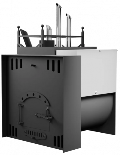 Печь Горыныч Мини, каменка закрытая с парогенератором с левой стороны, естественная система воздушного отопления фото в Казани