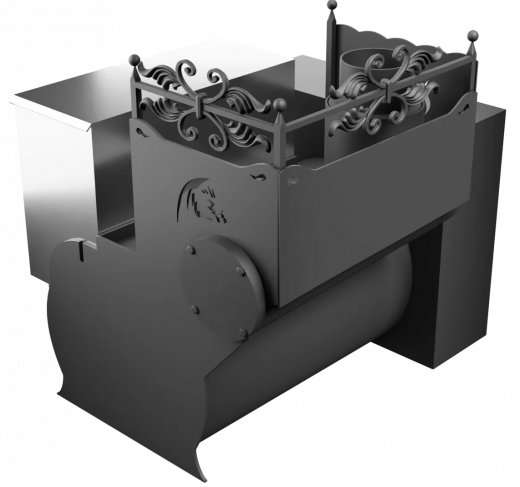 Печь Горыныч 3, каменка с левой стороны, большая дверь со стеклом, естественная система воздушного отопления фото в Казани