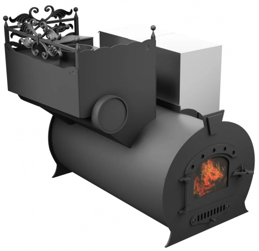 Печь Горыныч 3, каменка закрытая с левой стороны, малая дверь со стеклом фото в Казани
