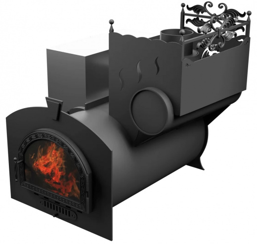 Печь Горыныч 3, каменка с правой стороны, средняя дверь со стеклом фото в Казани