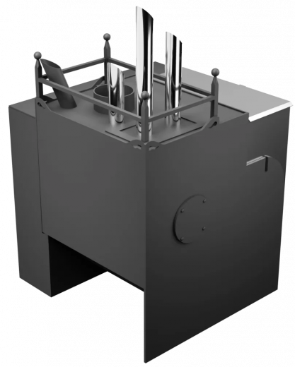 Печь Горыныч Мини, каменка закрытая с парогенератором с правой стороны, естественная система воздушного отопления фото в Казани